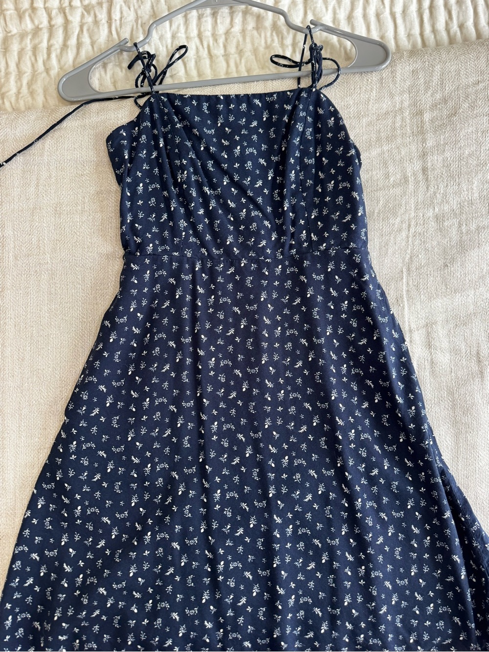 Navy Floral Tie-Strap Summer Dress